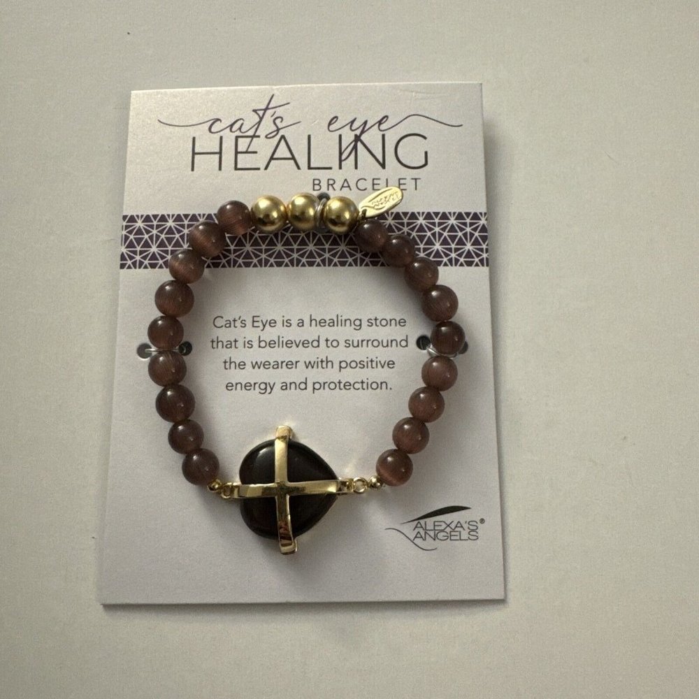 New Roman Alexa’s Angels Cats Eye Healing Bracelet Plum Beaded BV10